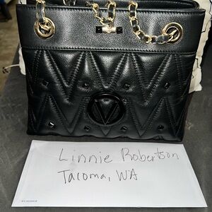 Mario Valentino black leather Rita chain bag